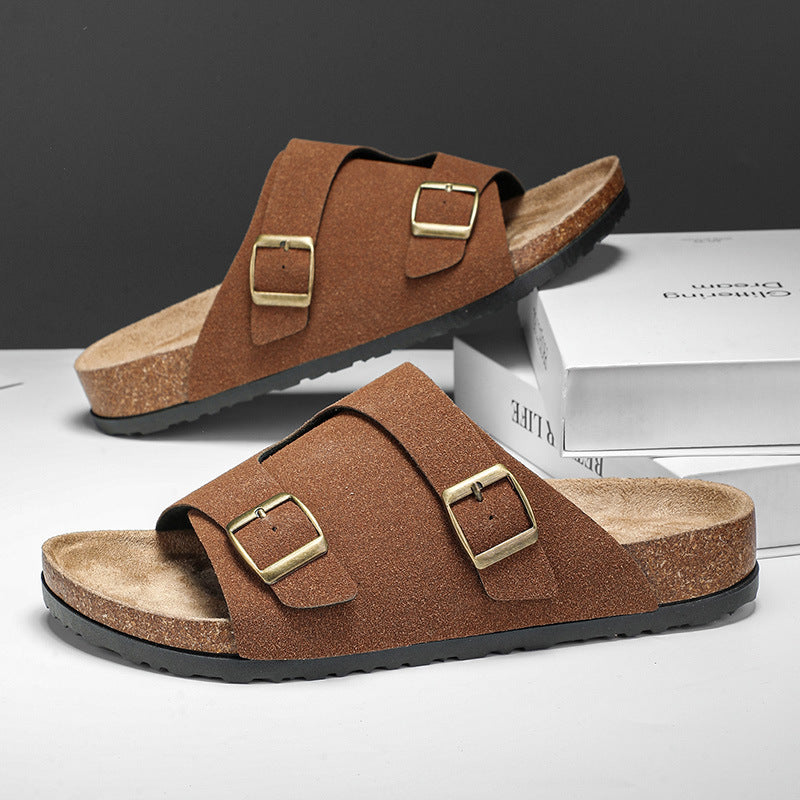 Men’s Cork Suede Slip-On Sandals