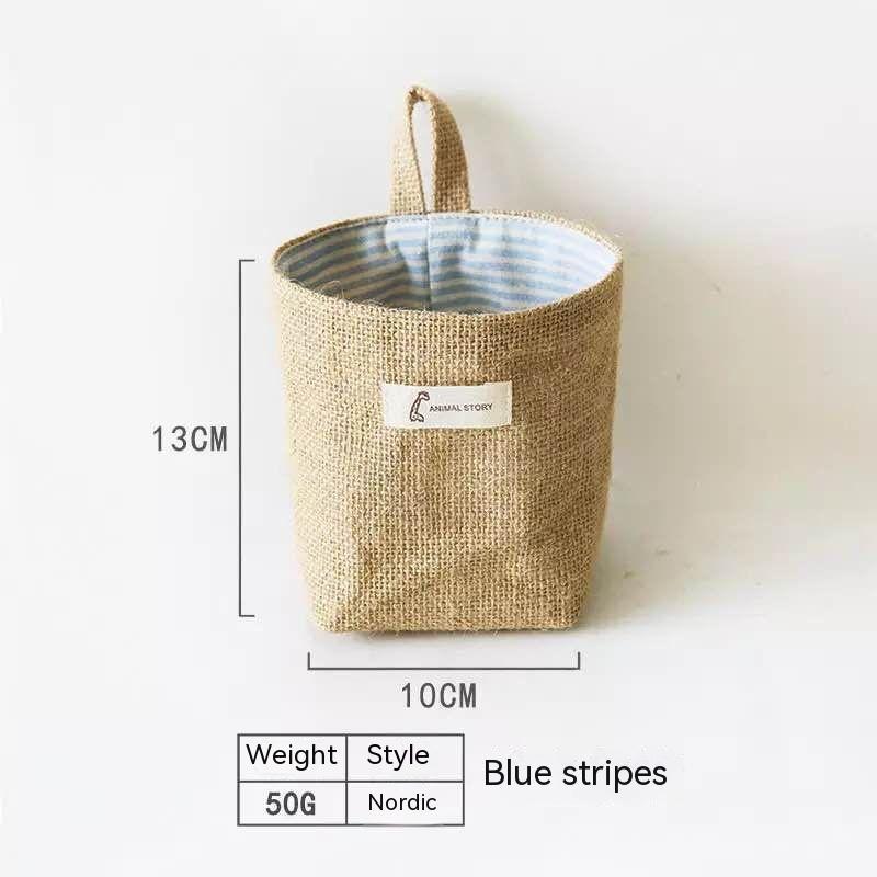 Wall-mounted jute storage bag for home organisation