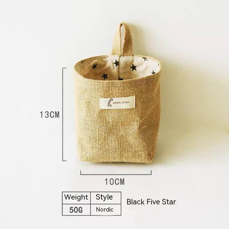 Wall-mounted jute storage bag for home organisation
