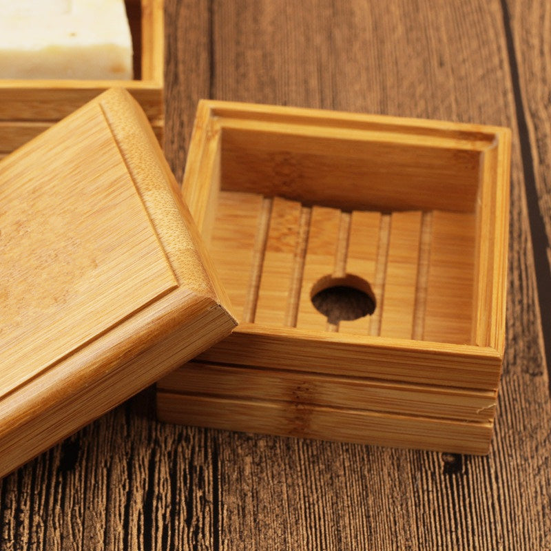 Bamboo soap travel box for solid soap storage