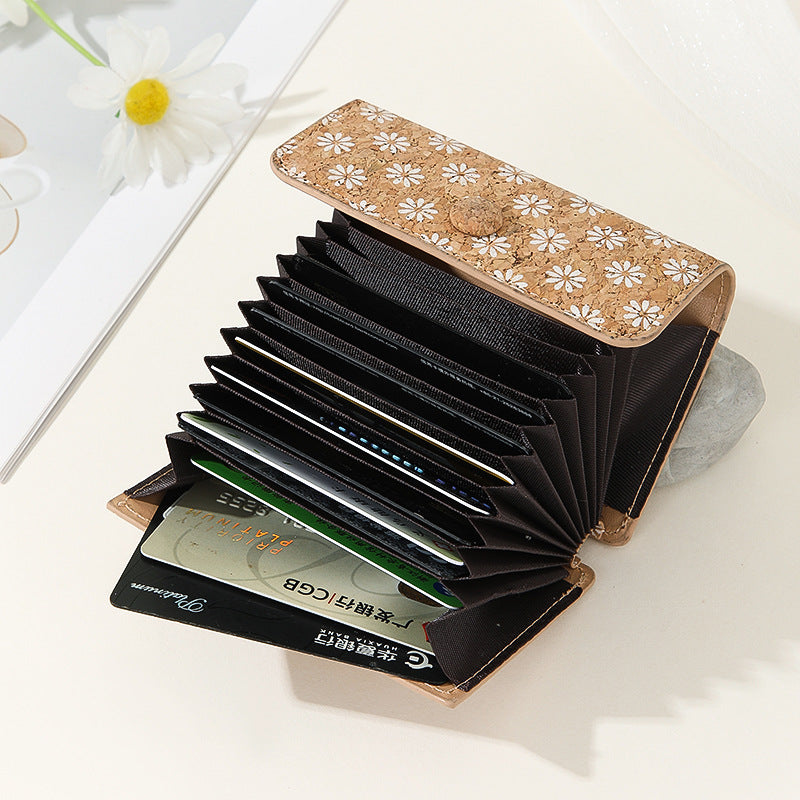 Natural cork expanding card holder