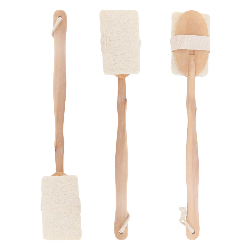 Wooden long handle bath loofah brush