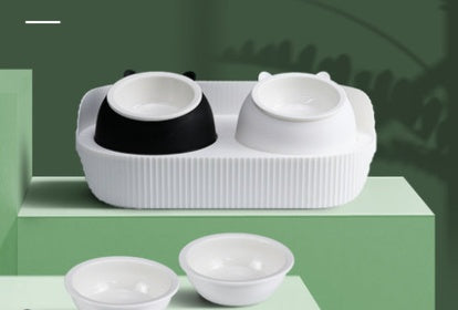 Ceramic pet feeding bowls set