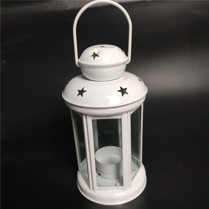 Wrought iron outdoor candle lantern