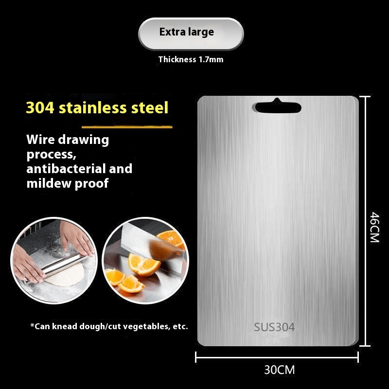 Double-sided stainless steel cutting board for kitchen use
