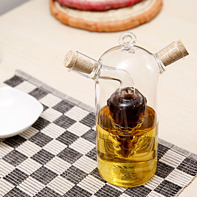 Glass oil and vinegar bottle for kitchen use