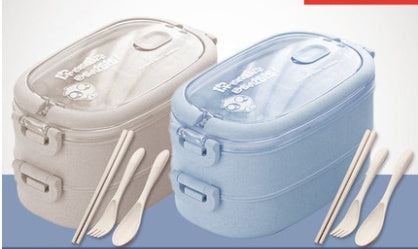 Wheat straw composite microwaveable bento box for daily meals