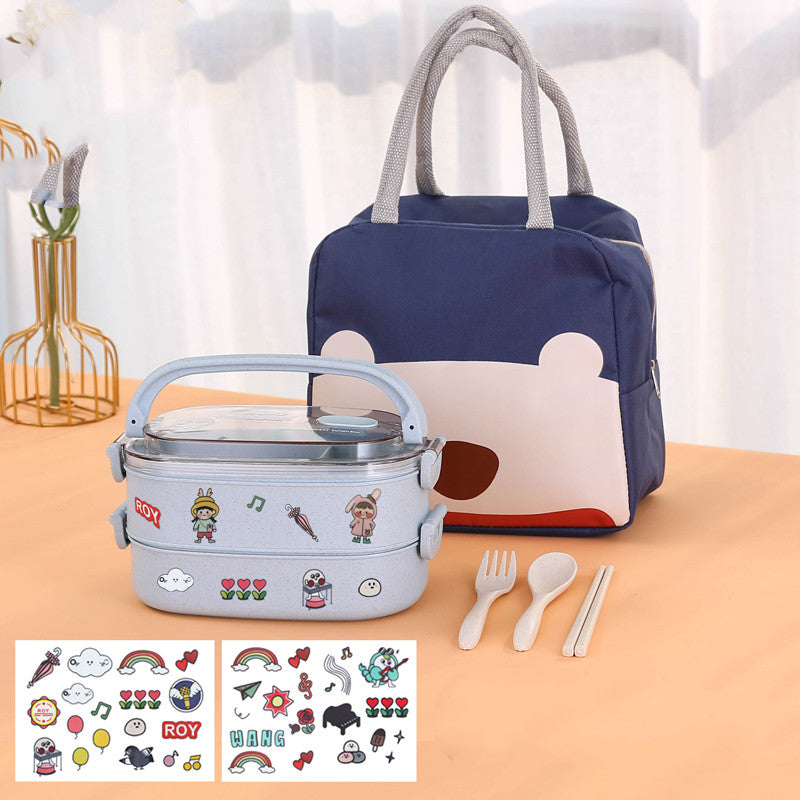 Wheat straw composite microwaveable bento box for daily meals