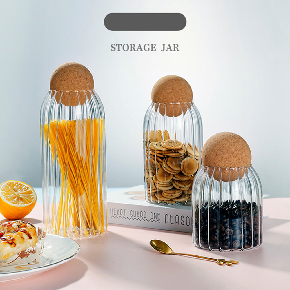 Borosilicate glass storage jars with cork lids