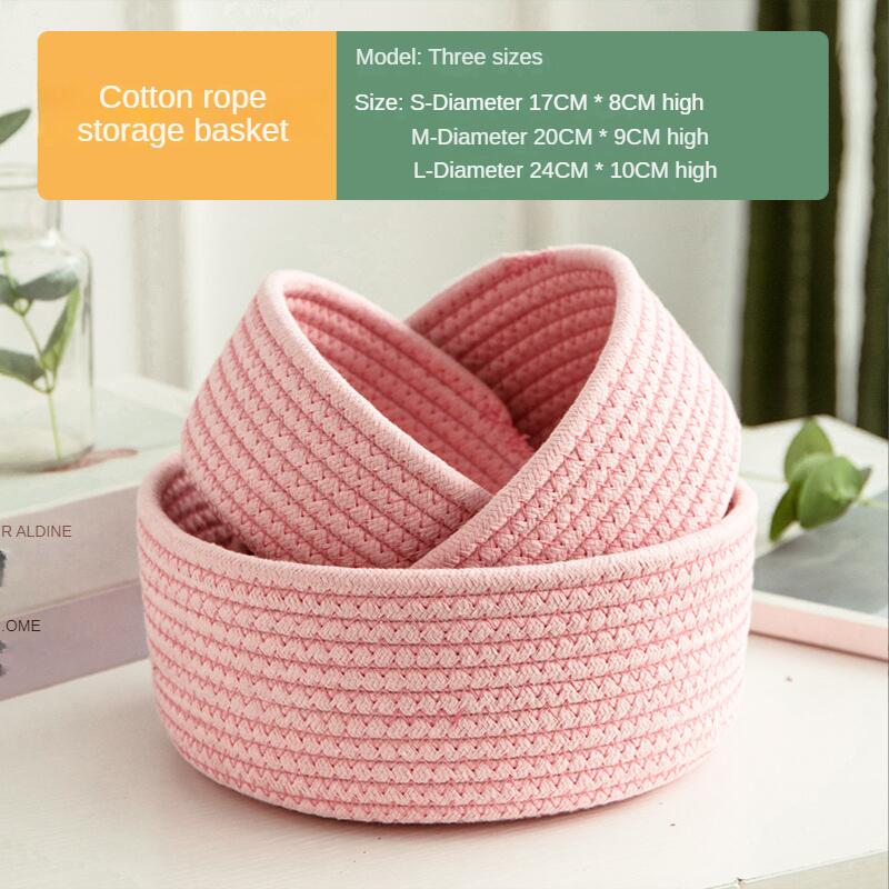 Cotton yarn woven storage basket for home organisation