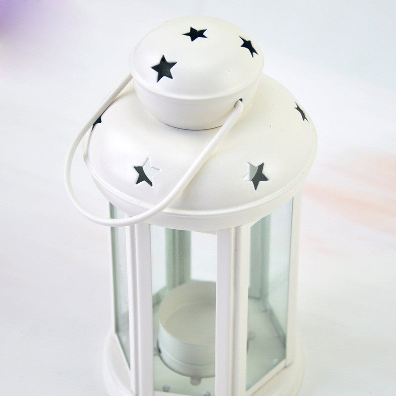 Wrought iron outdoor candle lantern