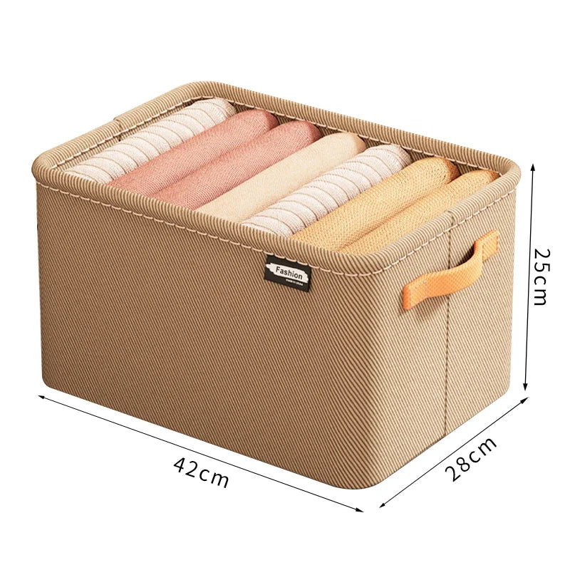 Fabric storage box for clothes and home organization