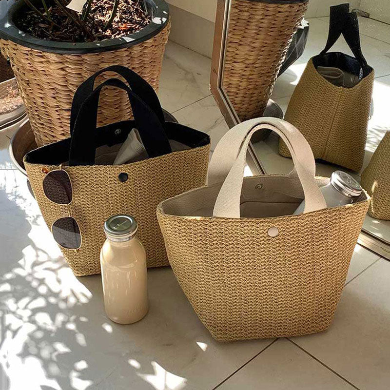 Casual rattan handbag for everyday carry