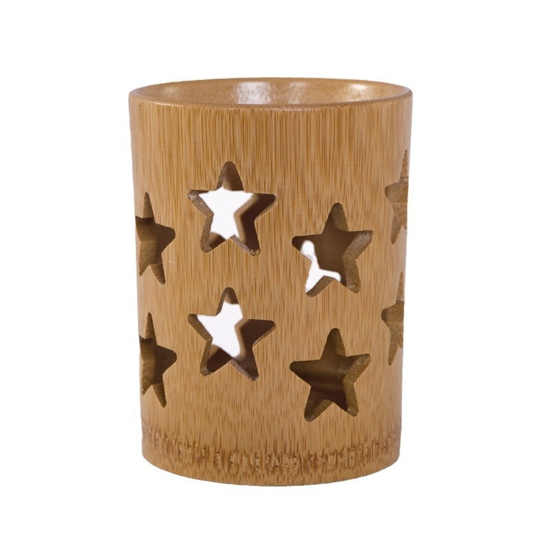 Bamboo travel wash cup and toothbrush holder