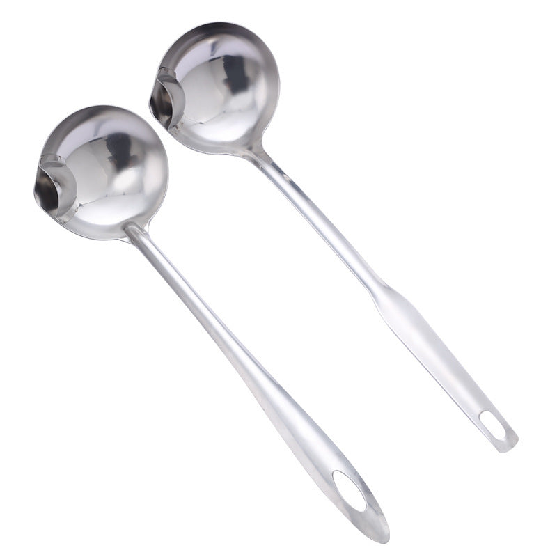 Stainless steel grease strainer ladle for separating oil from soups