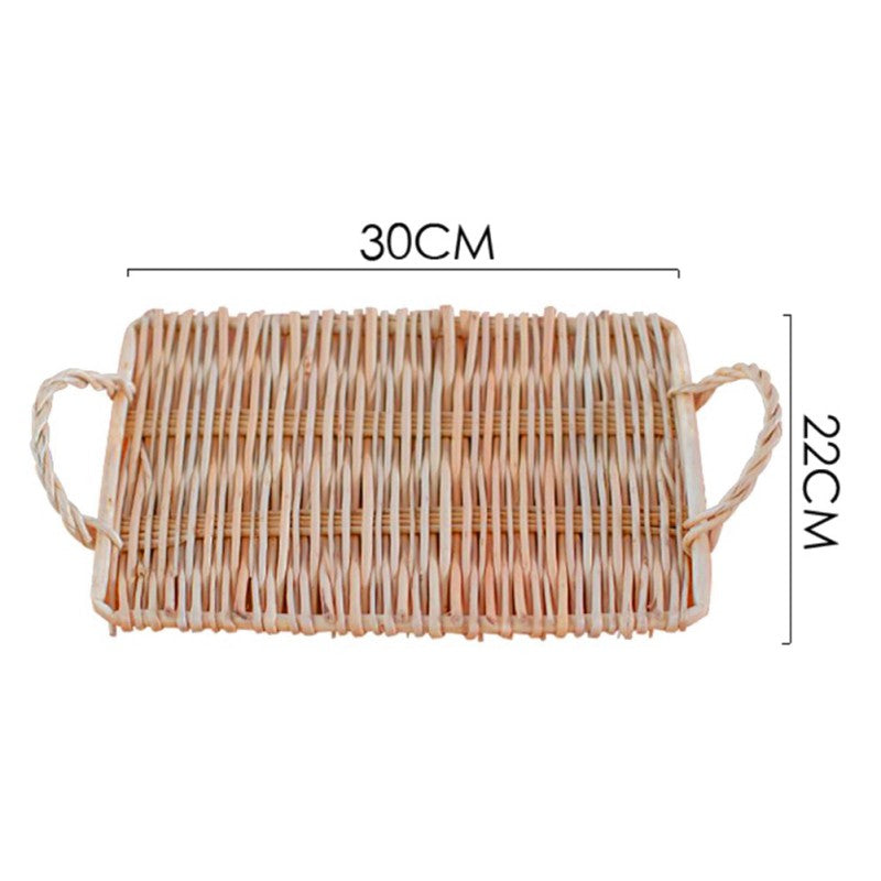 Rattan fruit tray with handle for kitchen and dining use