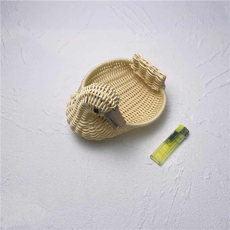 Rattan catchall tray for keys and everyday items