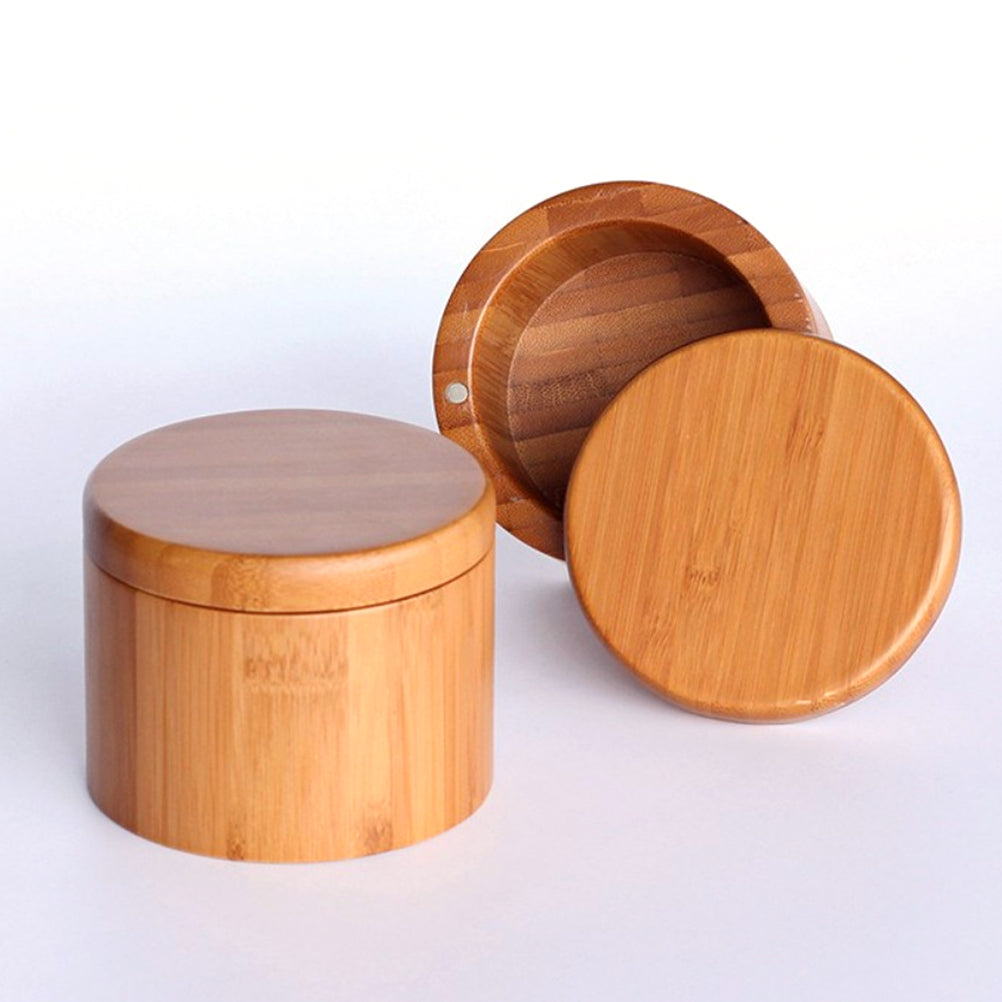 Round bamboo spice box for kitchen storage