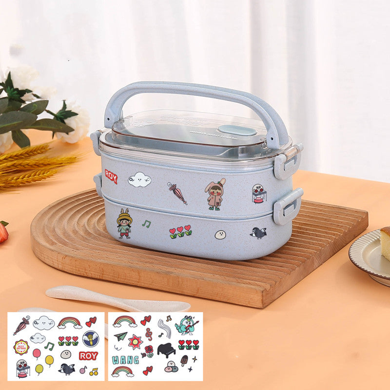 Wheat straw composite microwaveable bento box for daily meals