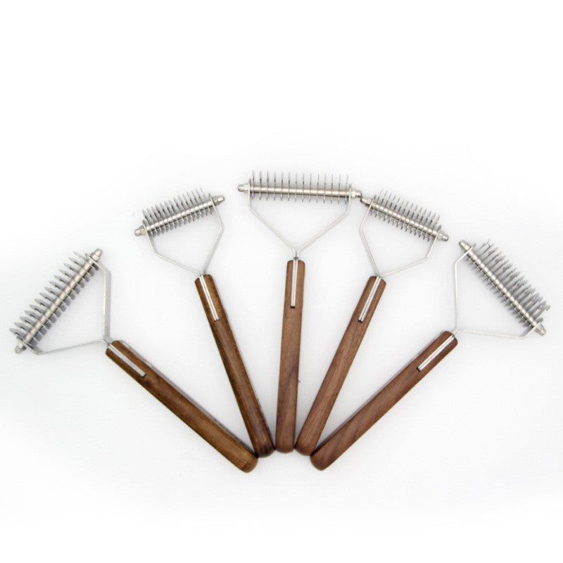 Solid wooden pet grooming comb