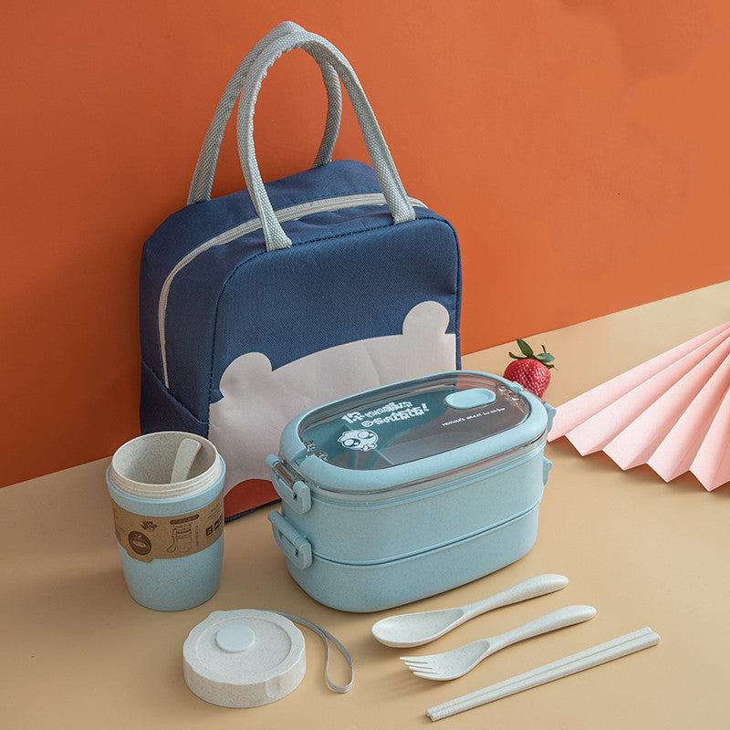 Wheat straw composite microwaveable bento box for daily meals