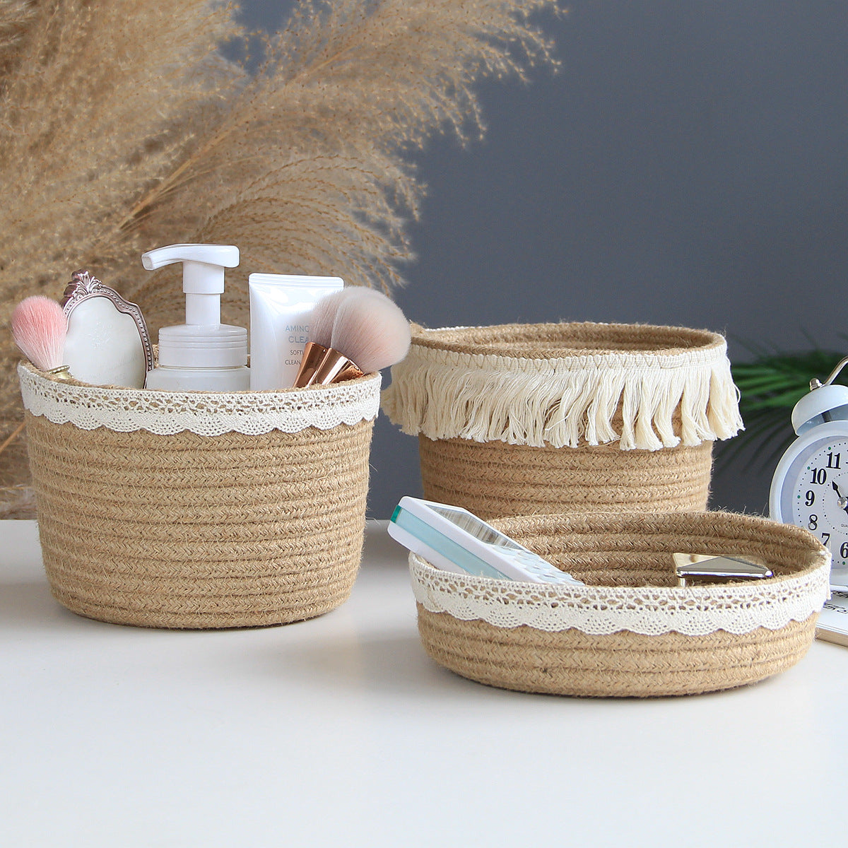Natural jute storage basket for home organisation