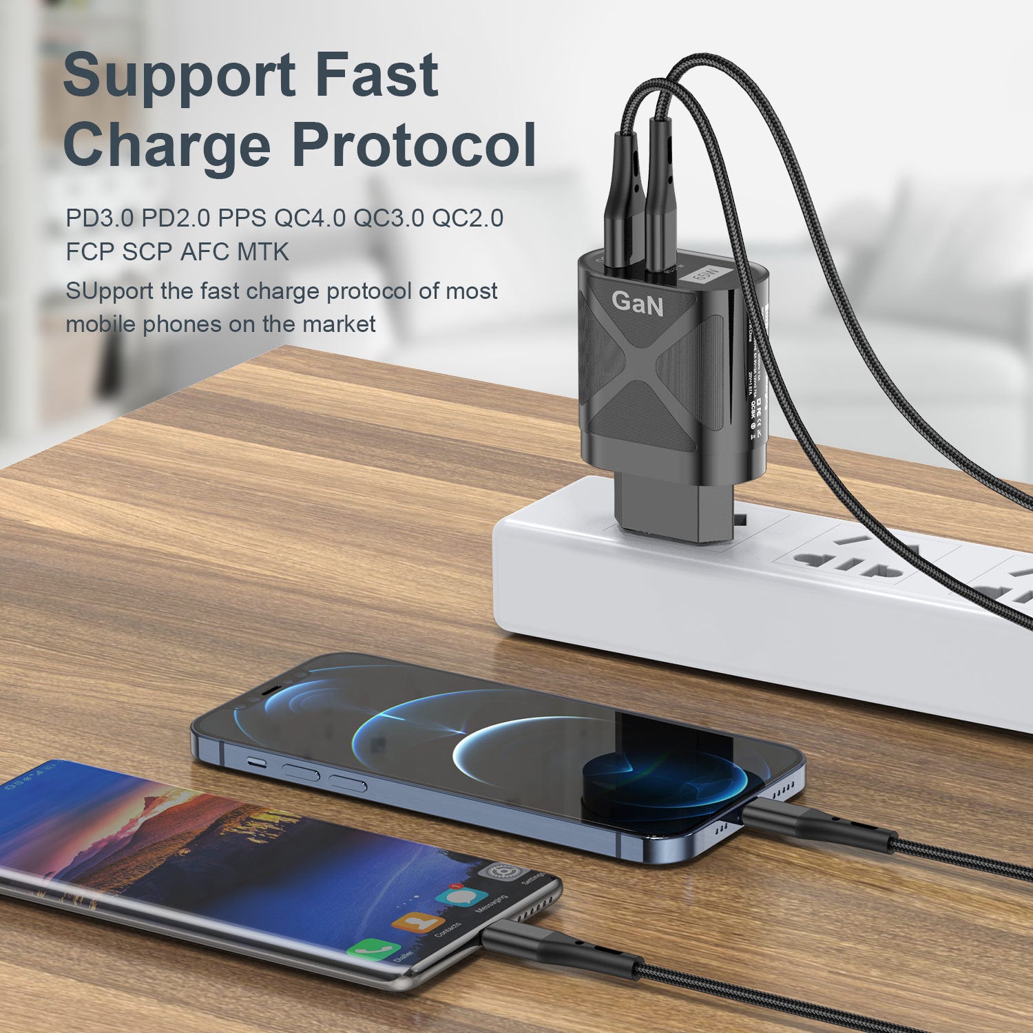 65W GaN fast charging adapter