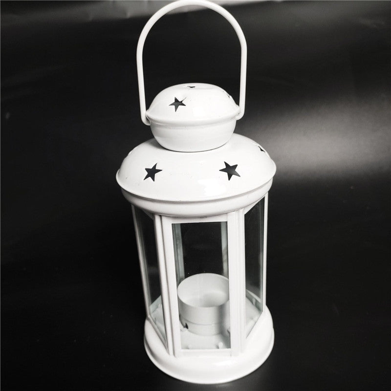 Wrought iron outdoor candle lantern