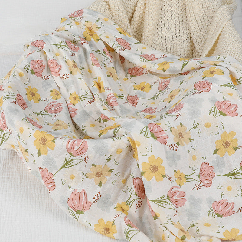 🍼Eco-Baby Bamboo Cotton Gauze Blanket & Towel: Soft Hug for Little One