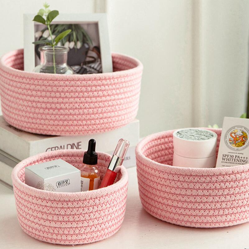 Cotton yarn woven storage basket for home organisation