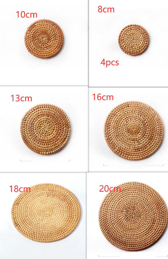 Natural rattan coasters for table protection