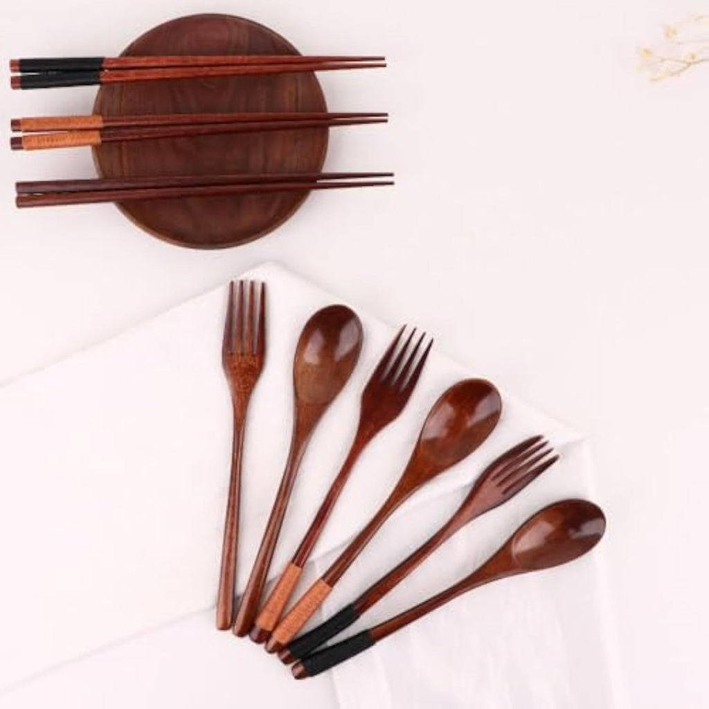 🥢Eco-Table Trio Set – Wooden Fork, Spoon & Chopsticks