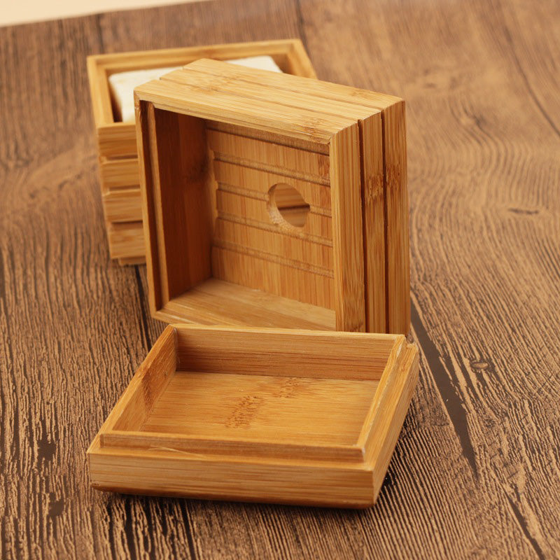 Bamboo soap travel box for solid soap storage