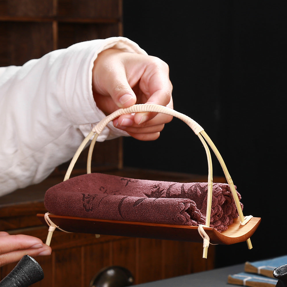 Bamboo towel holder for bathroom organisation