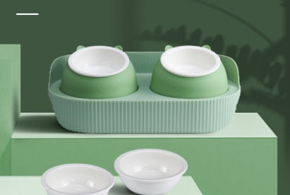 Ceramic pet feeding bowls set