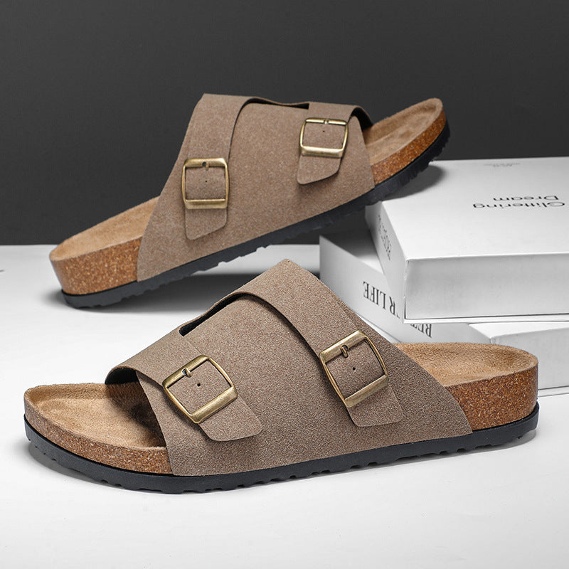 Men’s Cork Suede Slip-On Sandals