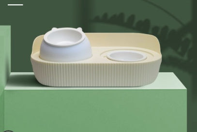Ceramic pet feeding bowls set