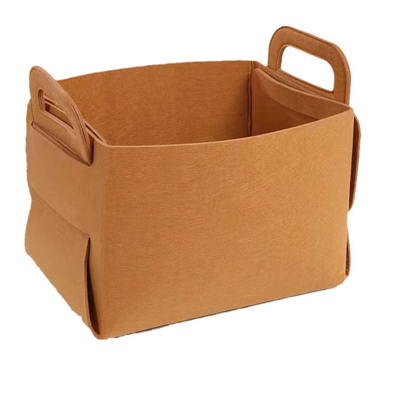 Foldable felt storage basket for travel use