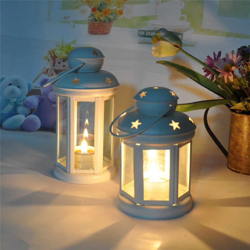 Wrought iron outdoor candle lantern