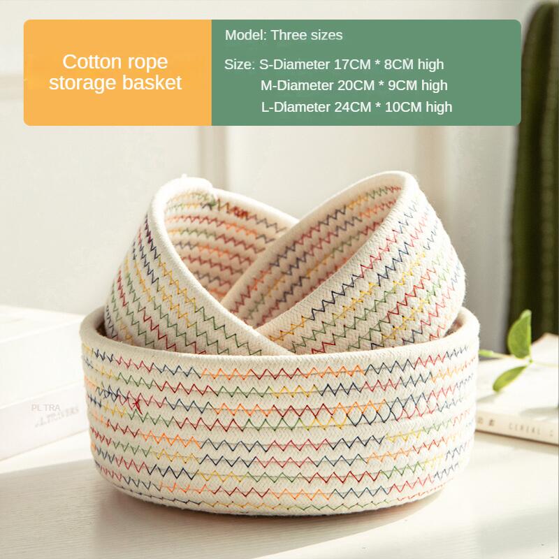 Cotton yarn woven storage basket for home organisation