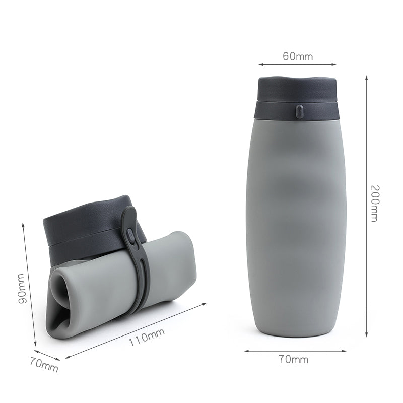 Collapsible silicone travel water bottle