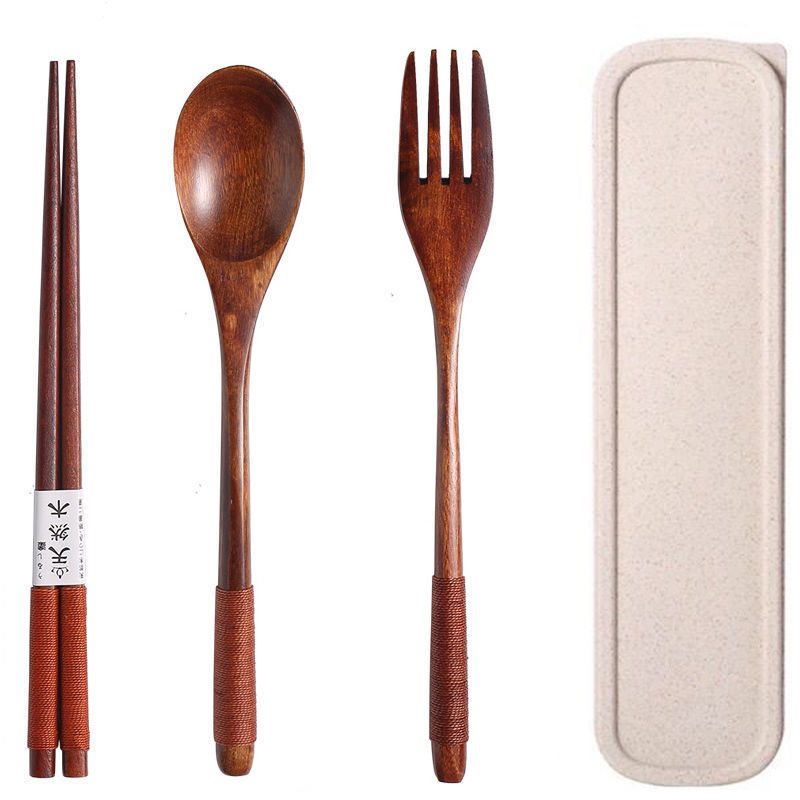 🥢Eco-Table Trio Set – Wooden Fork, Spoon & Chopsticks