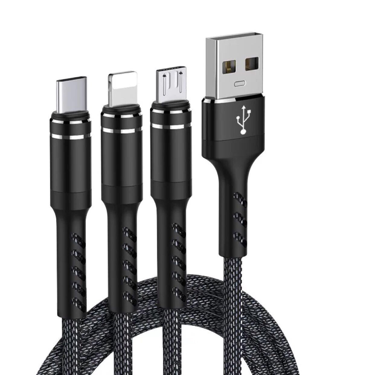 Braided fast charging cable with reinforced connectors