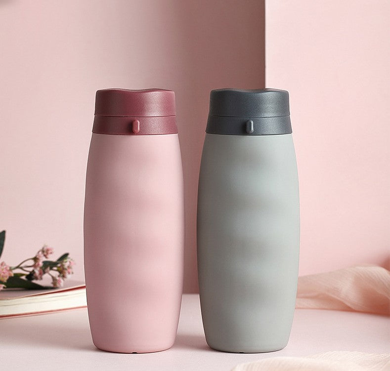 Collapsible silicone travel water bottle