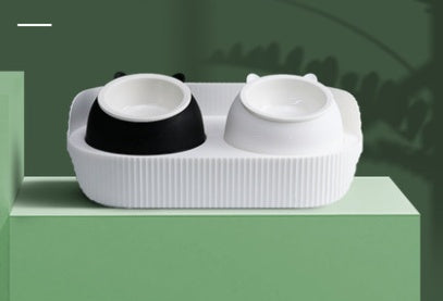 Ceramic pet feeding bowls set