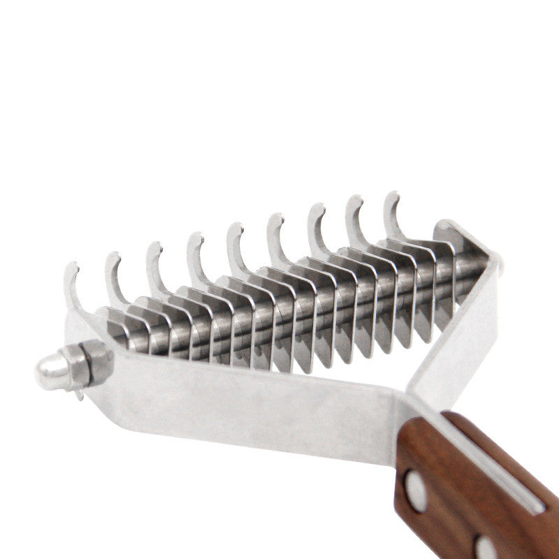 Solid wooden pet grooming comb