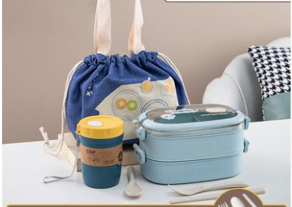 Wheat straw composite microwaveable bento box for daily meals