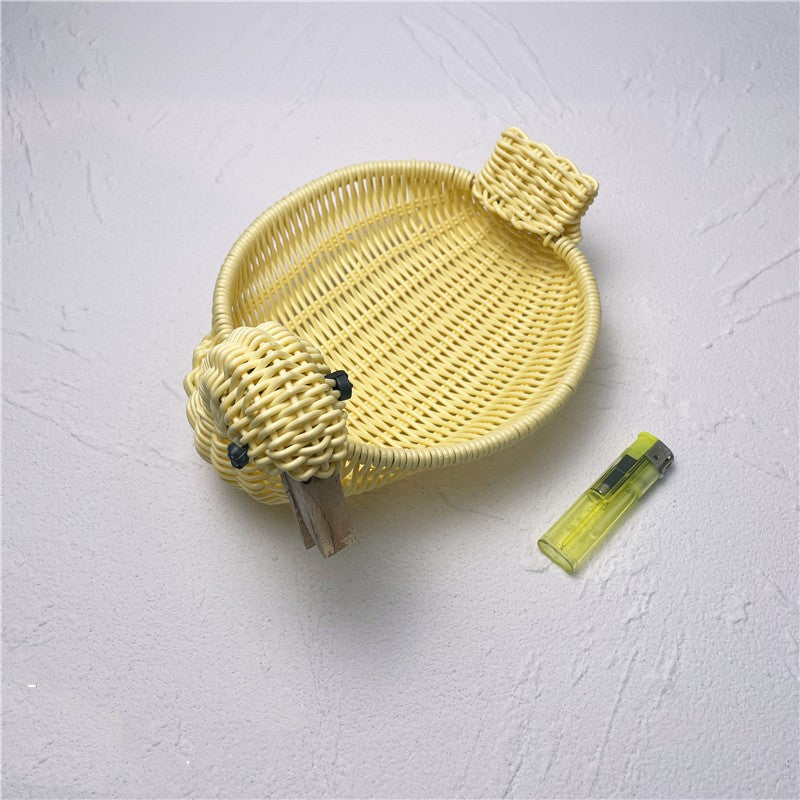 Rattan catchall tray for keys and everyday items