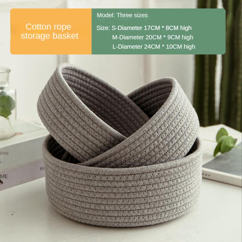 Cotton yarn woven storage basket for home organisation