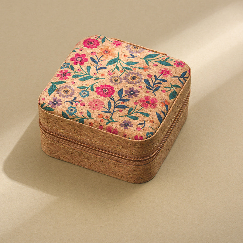 Cork travel jewelry storage box